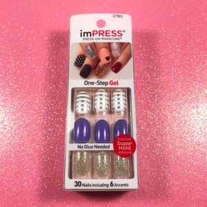 Kiss Nails Impress Press On Manicure Oval Purple